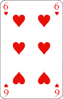 Pokerkarten: Herz Sechs